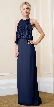 Sequin Overlay Top Long Formal Evening Sheath Dress