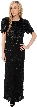 Long Sequin Beaded Leaf Print Cocktail Dress