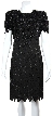 Sequin Beaded Leaf Print Cocktail Dress