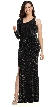Single Long Sleeve Glittery Lurex Formal Evening Dress