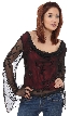 Loose Fitting Formal Beaded Blouse — in Black/Red