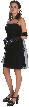 Valance Style Short Party Dress — in Black color
