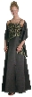 A-line Formal Prom Dress with Shimmer Paisley Material — in Black color