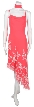 Spaghetti Strap Asymmetric Dress with Floral Design — in Coral color