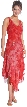 Asymmetrical Floral Print Formal Party Dress — in Coral color