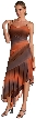 Two Tone Asymmetric Formal Dress — in Brown color