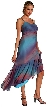 Two Tone Asymmetric Formal Dress — in Teal color
