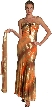 V Strapped Foil Printed Formal Dress