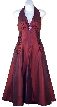 Halter Neck Taffeta Tea Length Party Dress — in Eggplant color
