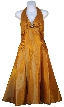 Halter Neck Taffeta Tea Length Party Dress — in Gold color
