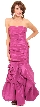 Strapless Shirred Formal Gown with Bottom Applique — in Magenta