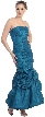 Strapless Shirred Formal Gown with Bottom Applique