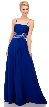 Shirred Bust Beaded Waist Long Formal Prom Dress — in Royal Blue