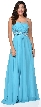Shirred Bust Beaded Waist Long Formal Prom Dress