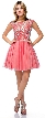 Bejeweled Short Party Prom Dress with Mesh Skirt