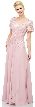 V-Neck Short Sleeves Long Formal Mother of the Bride Dress