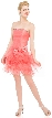Strapless Mesh Short Prom Party Dress with Ruffled Skirt