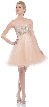 Strapless Beaded Bust Mesh Short Party Prom Dress — in Gold