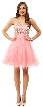 Strapless Beaded Bust Mesh Short Party Prom Dress