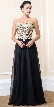 Strapless Floral Accent Bodice Long Formal Prom Dress
