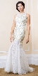 Romantic Floral Beaded Lace Long Prom Dress with Mesh Skirt