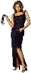 Crossed Bead Sleeveless Dress — in Black color