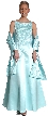 Boat Neck A-Line Beaded Classic Formal Prom Dress — in Aqua