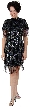 Turtle Neck Vintage Fully Beaded Short Dress with Fringes