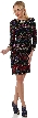 Multi Colored Waves & Flowers Short Sequined Party Dress 