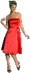 Strapless Satin Short Evening Dress — in Red