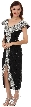 Tea Length Formal Cocktail Beaded Dress with Cap Sleeves