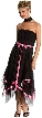 Net and Bow Shirred Evening Dress