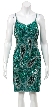 Short Spaghetti Strapped Sequin Beaded Cocktail Dress