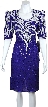 Sequined Tea Length Cocktail Dress — in Royal/White
