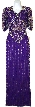Half Sleeves Sequined Formal Mother of the Bride Dress — in Purple/Silver