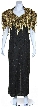 Vintage Look V-Neck Half Sleeves Formal Evening Dress — in Black/Gold