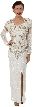 V-Neck Full Sleeves Beaded Formal Gown with Keyhole Back
