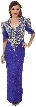 V-Neck Half Sleeves Long Formal Beaded Gown 