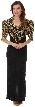 Sweetheart Neck Full Length Beaded Gown with Half Sleeves — in Black/Gold