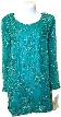 Round Neck Floral Sequined Pattern Blouse — in Jade Green