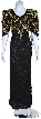 Long Formal Beaded Gown with Zig-Zag Pattern on Bodice — in Black/Gold