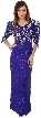 Long Formal Beaded Gown with Zig-Zag Pattern on Bodice