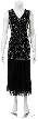 V-neck Medium Length Beaded Formal dress with Attached Skirt