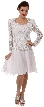 Full Sleeves Knee Length Beaded Bodice Cocktail Dress — in White
