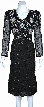 Tea Length Floral Beaded Dress with Keyhole Back