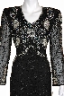 Tea Length Floral Beaded Dress with Keyhole Back — in closeup