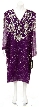 Sequined Tea Length Long Sleeve Gown
