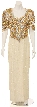 Full Length Sequin Beaded Leaf Print Evening Dress