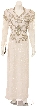 V-Neck Long Sleeves Long Formal Beaded Gown