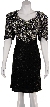 Knee Length V-Neck Formal Cocktail Beaded Dress — in Black/Silver